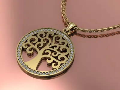Tree Elengant Pendant Jewelry Gold 3D print model