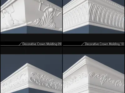 Crown molding collection for archviz 3D model