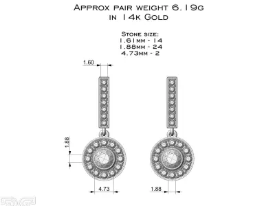 luxury diamond pendant earrings solid beautyful style ear ring 3D print model