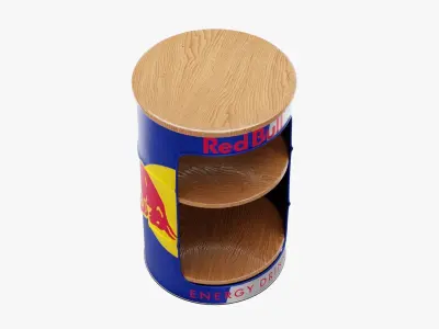 Redbull Barrel Low-poly 3D model