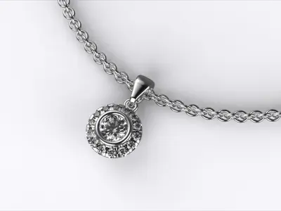  Diamond Pendant  Halo Style Jewelry Design for 3D Printing 3D print model