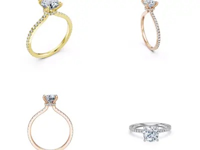 Luxury Pave Solitaire Diamond Ring CAD Model 3DM File 3D print model