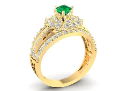 Luxury Emerald Diamond Engagement Ring for Women  1131 3D print model