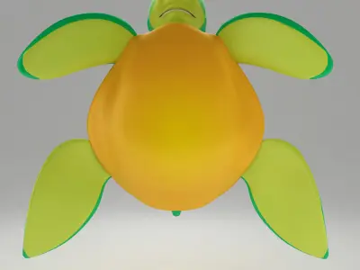 Aquatic turtle toon 3d model 3D model