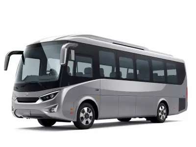 Sleek Silver Minibus model pack Low-poly 3D model