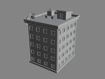 House apartment building with fire escape Free 3D model