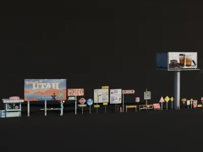 Combo City Decoration Pack  Low-poly 3D model