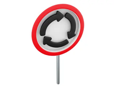 3d Roundabout Circulation sign  icon 3D model