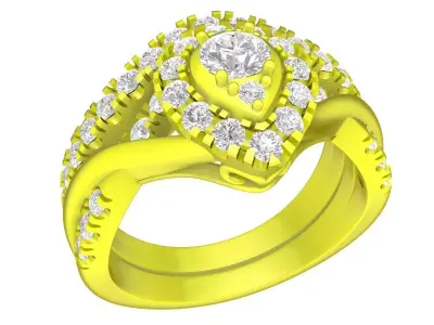 7343 luxury korean style diamond engagement women ring 3D print model