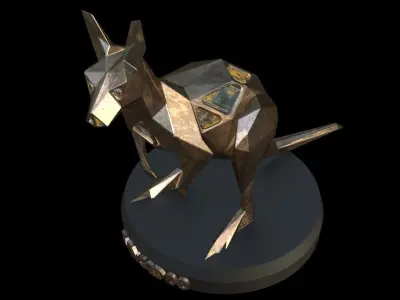 Steampunk Kangaroo Pose Low-poly 3D model
