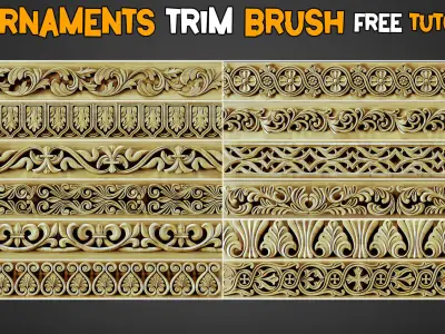 60 Ornaments Trim Brush and 3D Models Free Tutorials   Vol 4 Low-poly 3D model