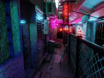 Cyberpunk Hong Kong streets 3D model