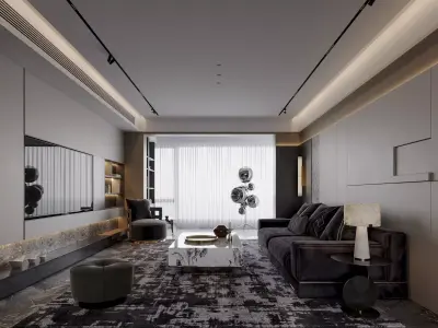 luxury living and dining room interior  3D model