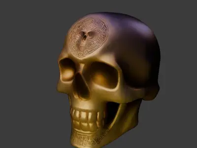 Gold Skull Free low-poly 3D model