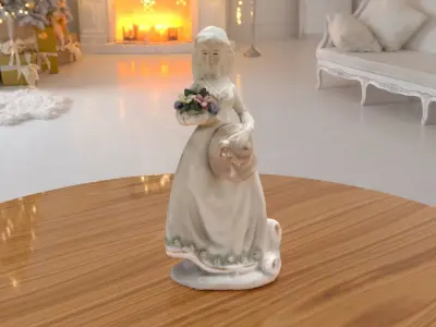 Girl White Statue low-poly PBR Ornament figurine VR-AR Low-poly 3D model