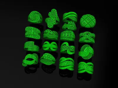 17 rings beautiful light weight ring 3D print model 3D print model