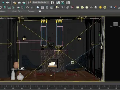 Luxury Dark Classic Corner Interior Design Free low-poly 3D model