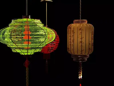 Chinese  red  lantern  Low-poly 3D model purchase