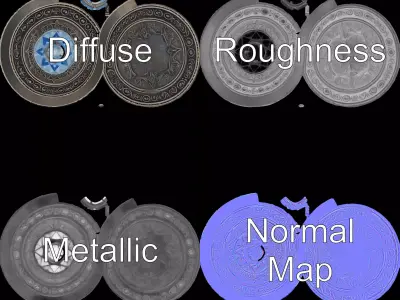 Ornate Silver Medallion model pack Low-poly 3D model