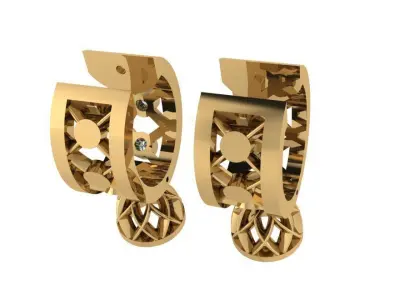 Grid Earring Ring Set 2427 3D print model