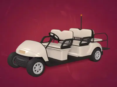 Airport - Golf Cart Low-poly 3D model