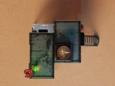 Sci-fi space unit 04 landbase Low-poly 3D model