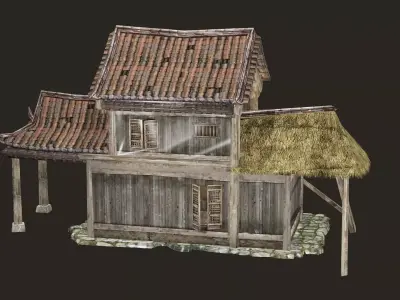 Thatch Hut House 12 For Games and Films 3D Model Low-poly 3D model