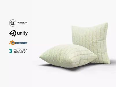 Knitted Sand Cushion with Chain Pattern Low-poly 3D model