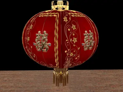 Chinese red lantern 3D model 36