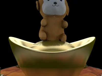 Chinese display stand with monkey doll  3D model