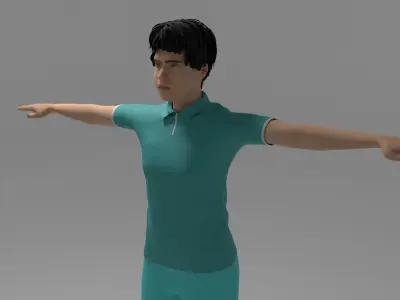 Tennis Player Man Low-poly 3D model