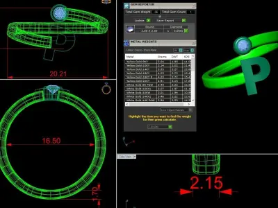 Jewelry Alphabet Ring P 3D print model