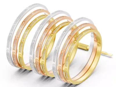 LOVE Bracelet Small Model Paved 3D print model