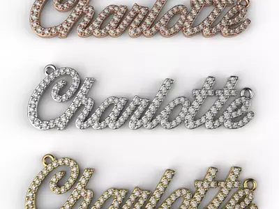 MODELO DE IMPRESION 3D DIJE CHARLOTTE CON DIAMANTES   3D print model