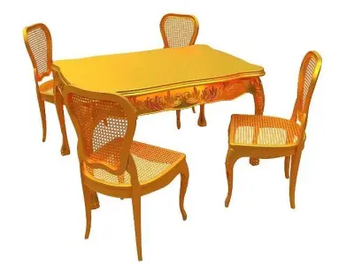 Classical Dining set Low-poly 3D model