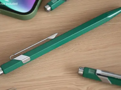 Ball Pen Rolex Caran dAche Silver Green 3D model