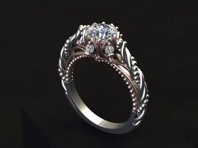 Luxury Solitaire Engagement Ring Jewelry 3D print model