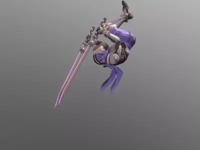 Cyborg Scifi Ninja Multi Jump Slash FBX PNG 3D model