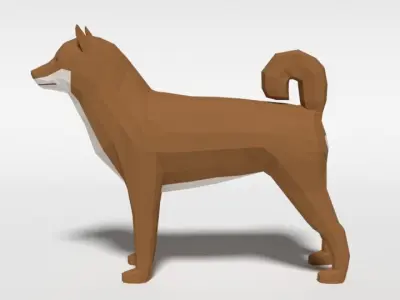 Low Poly Cartoon Shiba Inu Dog Low-poly 3D model