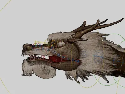 ASIA DRAGON - Rigged - Animated - Low poly - High poly Model Low-poly 3D model