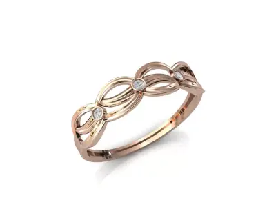Women Ring Diamond Stone STL 3DM Lightweight Printable 3D print model 4