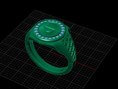 Print Ready STL 3DM  Gents Rings Diamond Men Ring  3D print model 80