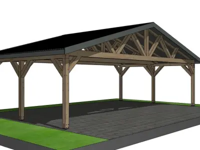 6x9 m wooden carport 3D model