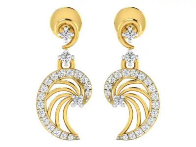 Solitaire Drop Earrings 3dm STL OBJ FBX Renders Details 3D print model