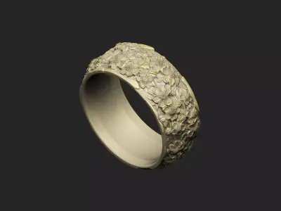 Sakura branches ring design petal luxury royal organic 3D print model