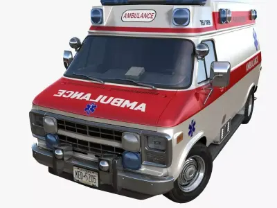 American ambulance car Low-poly 3D model