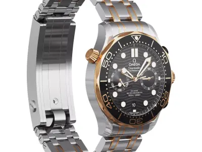 Omega Seamaster Diver 300M 44mm gold on steel 3D model