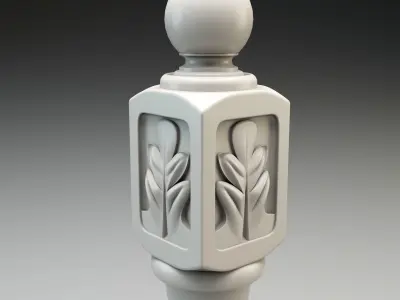 Baluster column with leaves for cnc milling 3D print model 3D print model