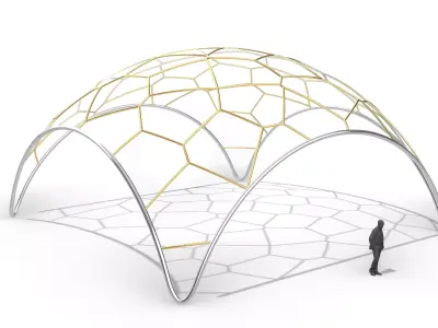 Voronoi Dome Wireframe Structure Stand Alone Pavilion v1 3D model