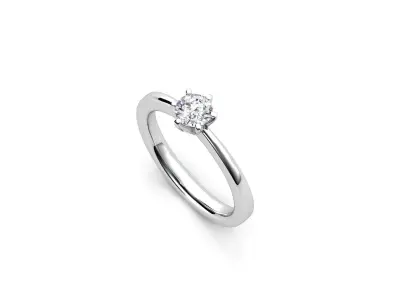 ZDR042 engagement ring with solitaire diamond 3D print model